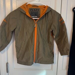 Pacific Trail Kids' Olive Lined Windbreaker Jacket with Orange Accents! Boys Sm